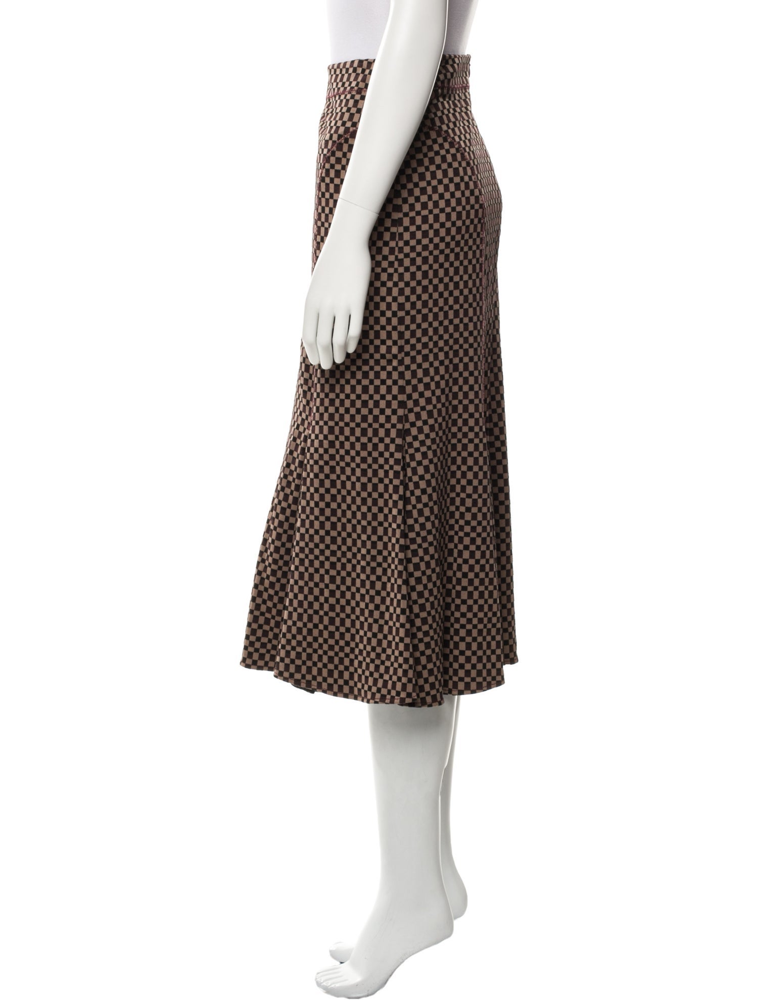 Marni Plaid Print Midi Length Skirt